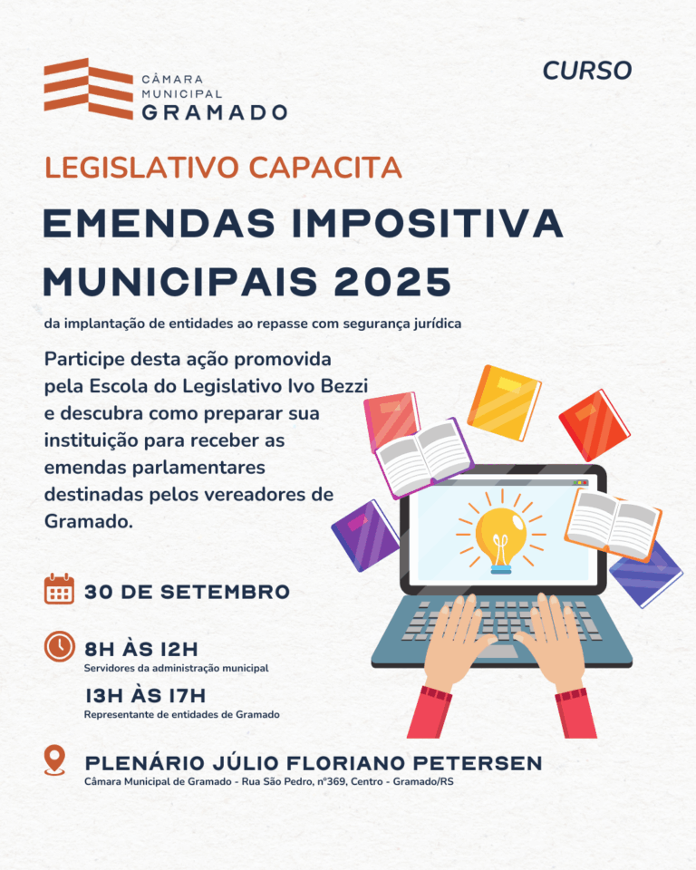 Gramado terá capacitação para uso de emendas impositivas da Câmara