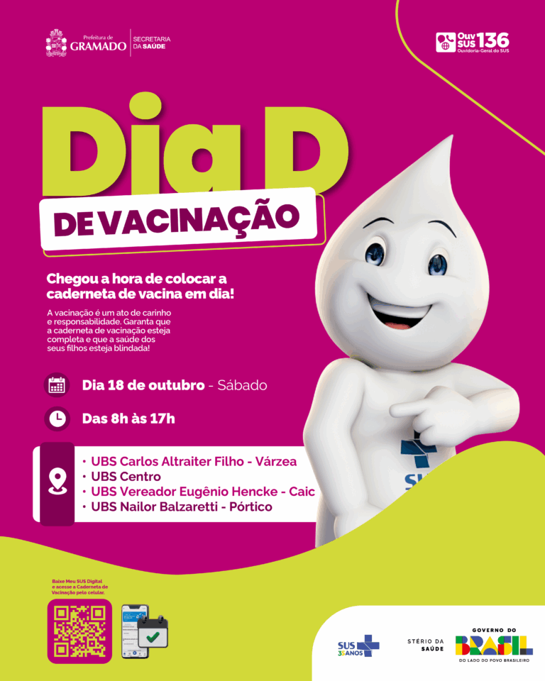 Dia D de multivacinação acontece neste sábado em Gramado